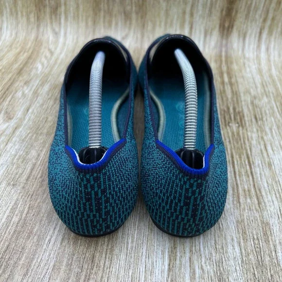 Rothy's The Point Women's 8.5 Spruce Python Geometric Knit Pointed Toe Flats - Picture 4 of 10